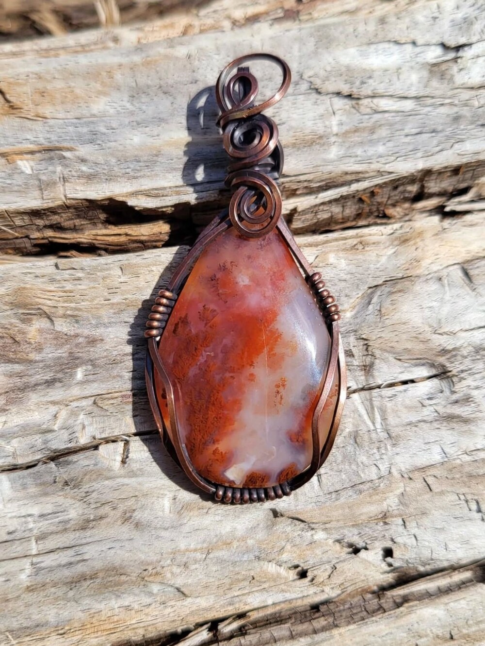 Handcrafted Red Moss Agate Pendant